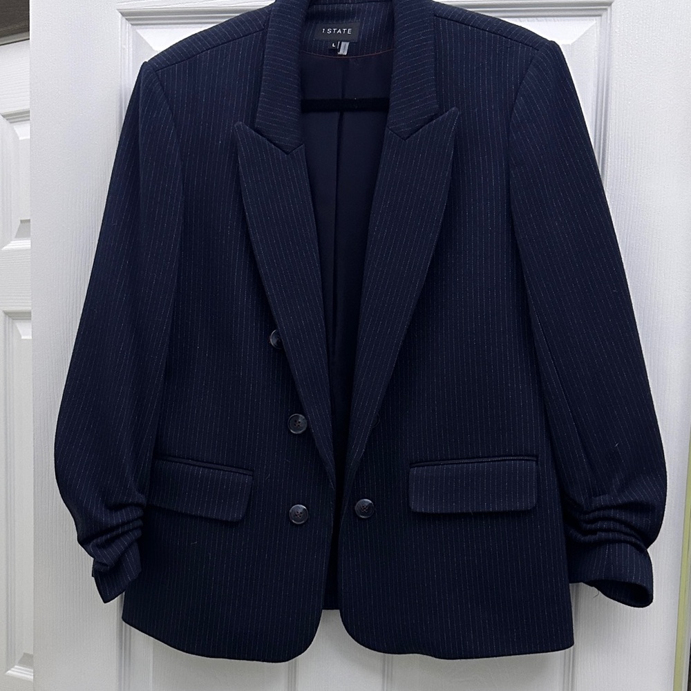 1. STATE Women’s Dark Pinstripe Blazer
